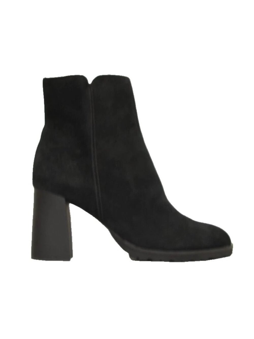 New! La Canadienne Maggie 65mm Suede Block-Heel Bootie Black 8 DD556 Made Italy